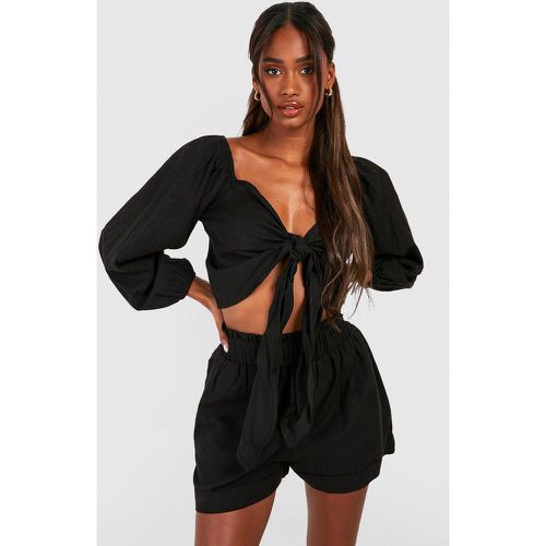 Ensemble En Lin Avec Crop Top Et Short - 38 - boohoo - Modalova