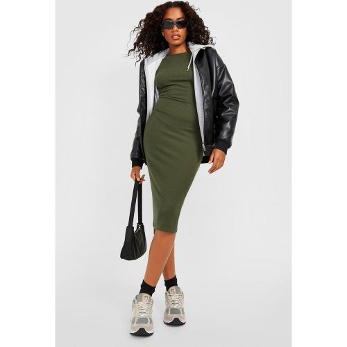 Robe Moulante Côtelée À Manches Longues - 38 - boohoo - Modalova