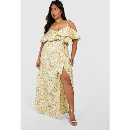 Grande Taille - Robe Longue À Imprimé Fleuri Et Épaules Ajourées - 44 - boohoo - Modalova