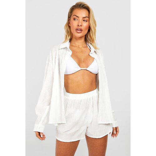 Ensemble De Plage Texturé Avec Chemise Et Short - L - boohoo - Modalova