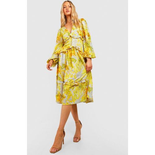 Tall" - Robe Mi-Longue Fleurie À Volants - 34 - boohoo - Modalova