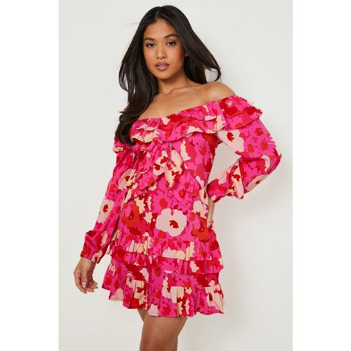 Petite" - Robe Courte Fleurie À Volants - 40 - boohoo - Modalova