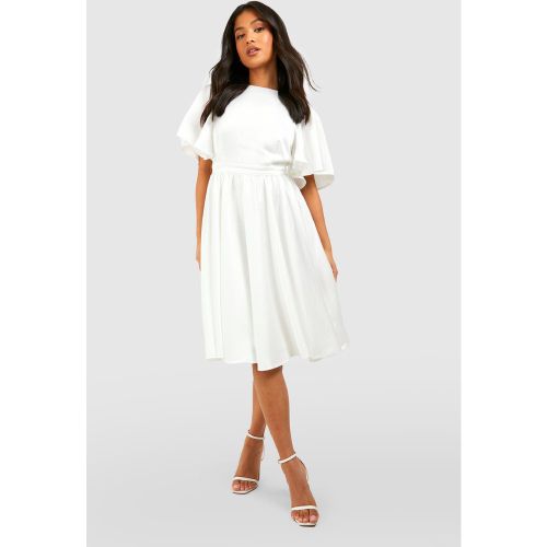 Petite" - Robe Mi-Longue Satinée À Manches Volantées En Tissu Premium - 44 - boohoo - Modalova