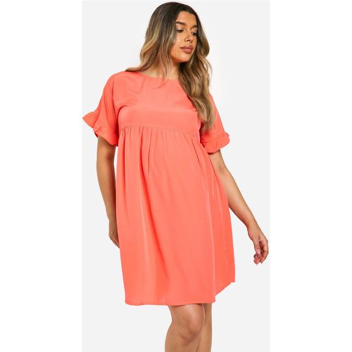 Maternité - Robe De Grossesse Babydoll À Manches Volantées - 38 - boohoo - Modalova