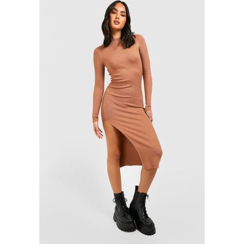 Robe Mi-Longue Côtelée À Col Montant - S - boohoo - Modalova
