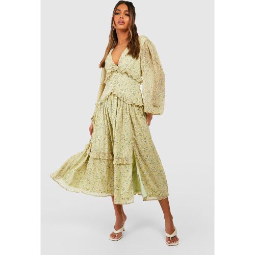 Robe Mi-Longue Fleurie - 36 - boohoo - Modalova