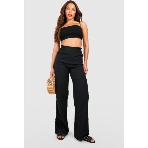 Tall" - Pantalon Large En Lin Froncé - 34 - boohoo - Modalova