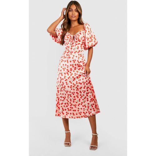 Robe Mi-Longue Satinée À Manches Bouffantes - 44 - boohoo - Modalova