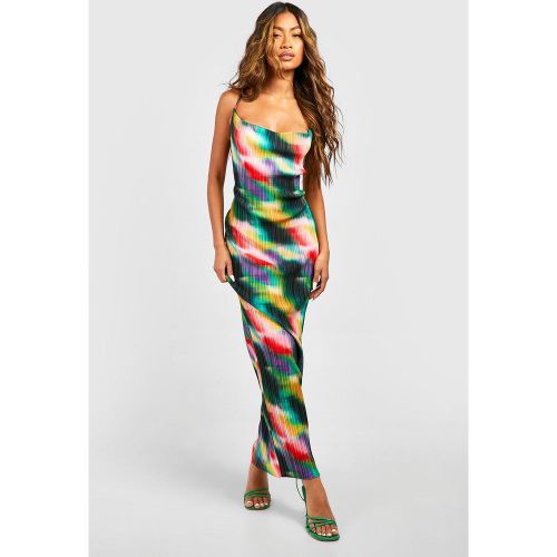 Robe Longue Plissée À Imprimé Abstrait - 42 - boohoo - Modalova