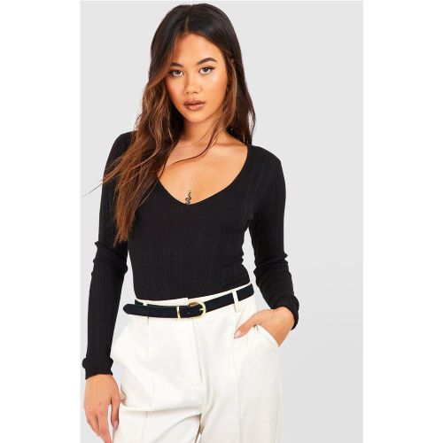 Body Côtelé - Noir - 42, Noir - boohoo - Modalova