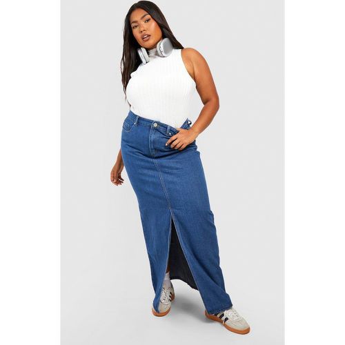 Grande Taille - Jupe Longue Fendue En Jean - 50 - boohoo - Modalova