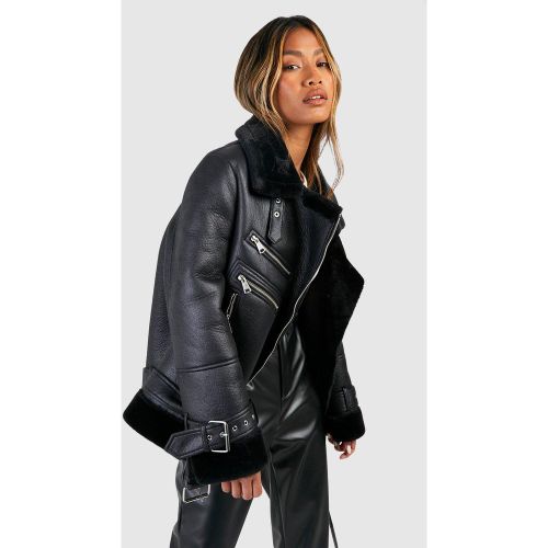 Blouson Aviateur À Bordure En Synthétique - 38 - boohoo - Modalova