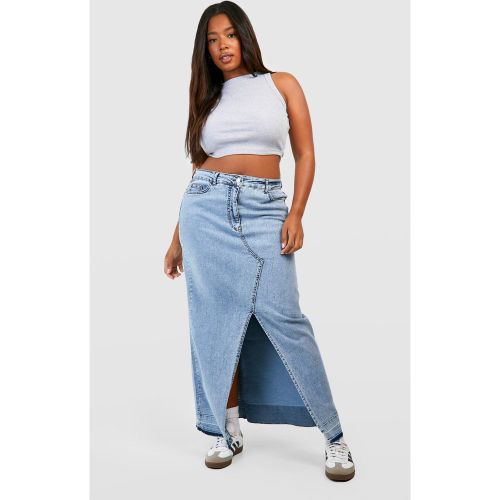 Grande Taille - Jupe Longue Fendue En Jean - 46 - boohoo - Modalova