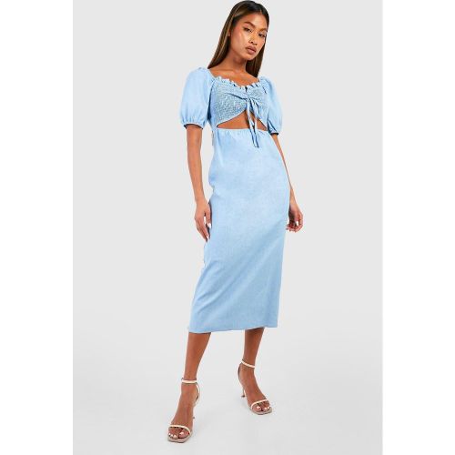 Robe Mi-Longue Froncée À Manches Bouffantes - 34 - boohoo - Modalova