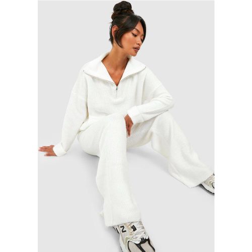 Ensemble En Maille Avec Top À Col Zippé Et Pantalon Large - 36 - boohoo - Modalova
