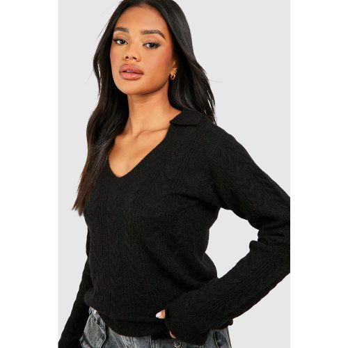 Pull Polo En Maille Torsadée Douce - S - boohoo - Modalova