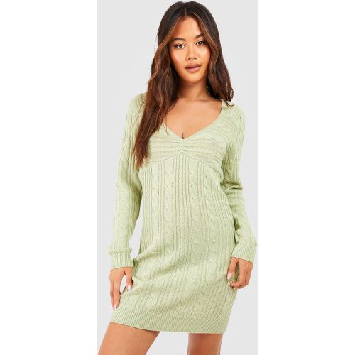 Robe Pull Courte En Maille Torsadée - 38 - boohoo - Modalova