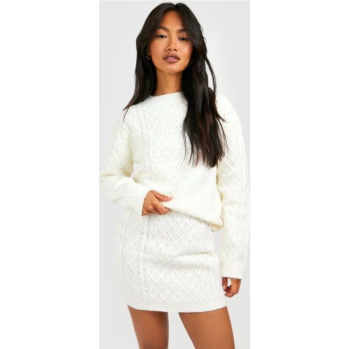 Ensemble En Maille Torsadée Avec Pull Et Mini-Jupe - 38 - boohoo - Modalova