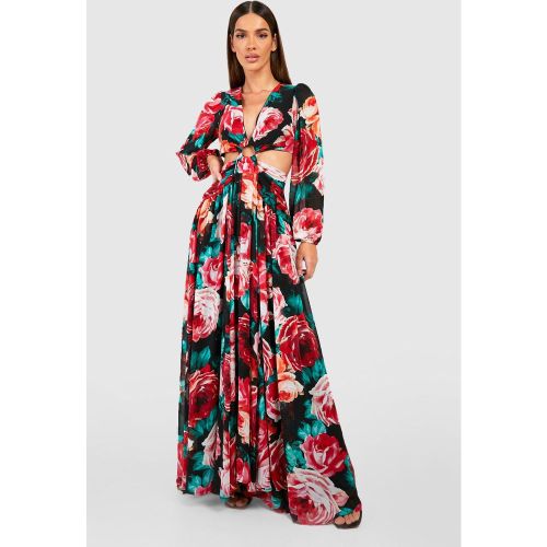 Robe Longue Fleurie Découpée - 36 - boohoo - Modalova