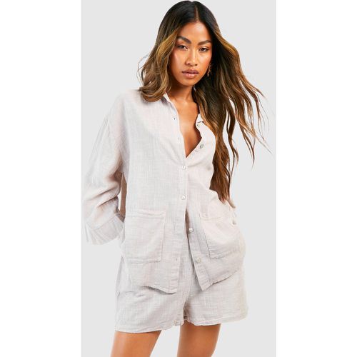 Chemise Oversize Texturée En Coton - 36 - boohoo - Modalova