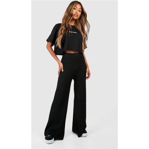 Pantalon Large En Maille Côtelée Douce - S - boohoo - Modalova
