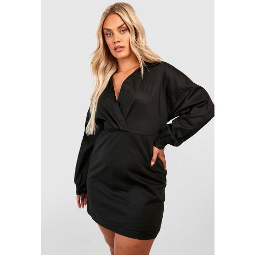 Grande Taille - Robe Chemise Portefeuille - 44 - boohoo - Modalova