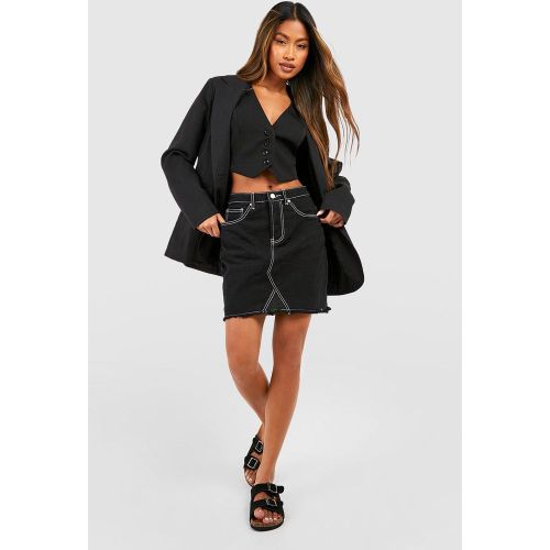 Mini-Jupe En Jean À Coutures Apparentes - S - boohoo - Modalova
