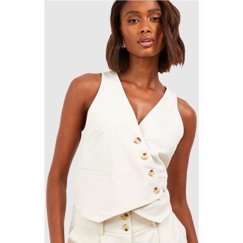 Gilet Asymétrique Sans Manches - Blanc Écru - 36, Blanc Écru - boohoo - Modalova