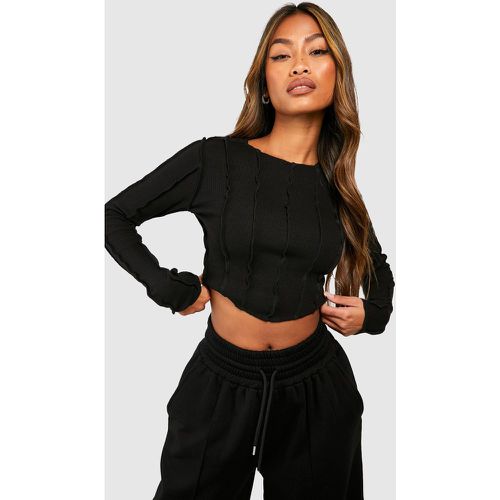 Crop Top Côtelé À Coutures Apparentes - 44 - boohoo - Modalova