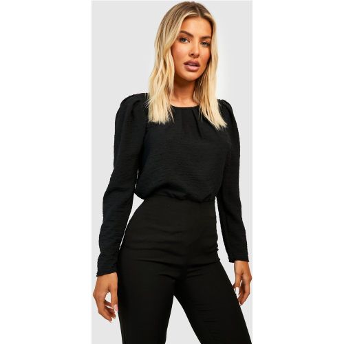 Blouse Plissée - Noir - 46, Noir - boohoo - Modalova