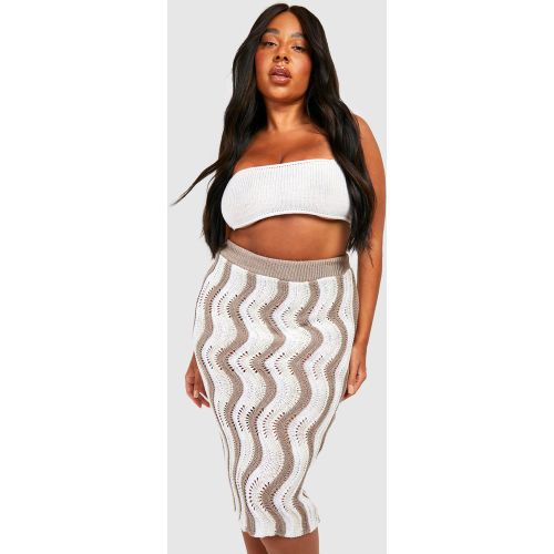 Grande Taille - Jupe Mi-Longue En Crochet - 48 - boohoo - Modalova