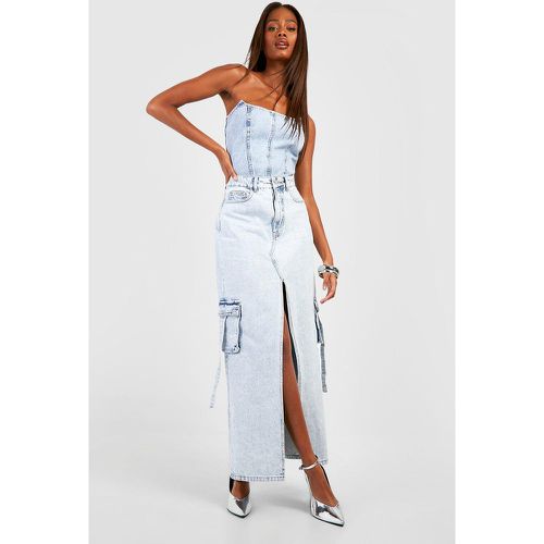 Jupe Cargo Longue En Jean - 38 - boohoo - Modalova