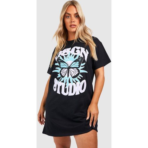 Grande Taille - Robe T-Shirt À Imprimé Papillon - 44 - boohoo - Modalova