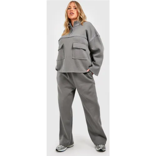 Grande Taille - Survêtement Zippé À Bords Bruts - 50 - boohoo - Modalova