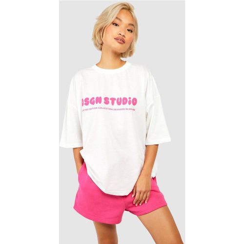 T-Shirt À Slogan Dsgn Studio - Blanc Écru - S, Blanc Écru - boohoo - Modalova