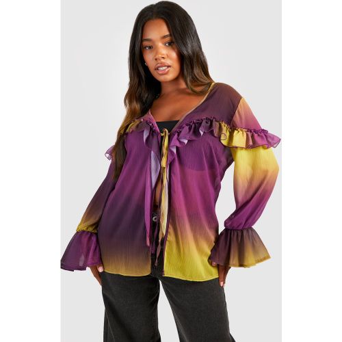 Grande Taille - Blouse Volantée Nouée À L'Avant - 44 - boohoo - Modalova