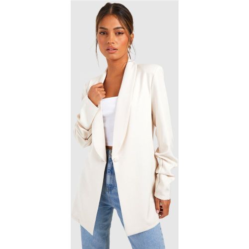 Blazer Basique À Manches Froncées - Blanc Écru - 34, Blanc Écru - boohoo - Modalova