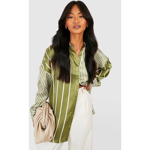 Chemise Oversize Satinée À Rayures - 36 - boohoo - Modalova