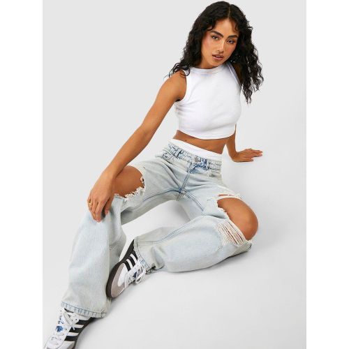 Jean Large Délavé - 38, Délavé - boohoo - Modalova