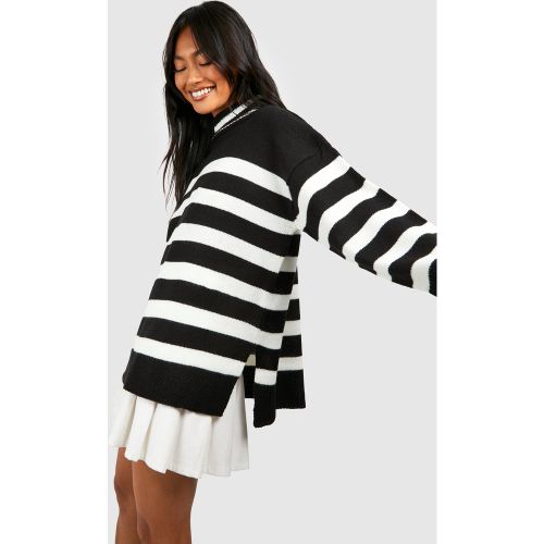 Pull Fendu À Rayures Et Col Roulé - S - boohoo - Modalova