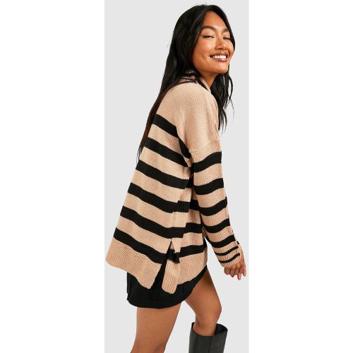 Pull Fendu À Rayures Et Col Roulé - S - boohoo - Modalova