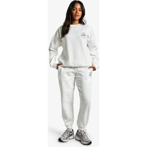 Survêtement Avec Sweat À Slogan - Blanc Écru - S, Blanc Écru - boohoo - Modalova
