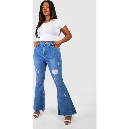 Grande Taille - Pantalon Flare Déchiré - 50 - boohoo - Modalova