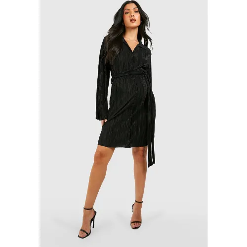 Maternité - Robe De Grossesse Mi-Longue Plissée - 40 - boohoo - Modalova