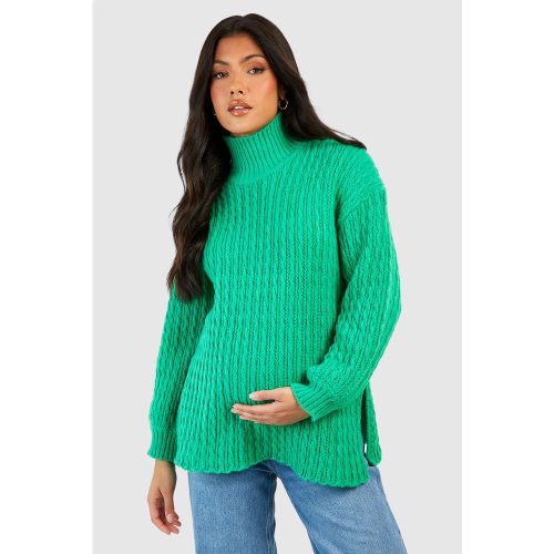 Maternité - Pull De Grossesse Fendu En Maille Torsadée - M - boohoo - Modalova