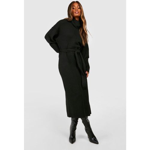 Robe Pull Longue À Ceinture Et Col Roulé - L - boohoo - Modalova