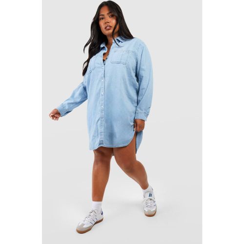 Grande Taille - Robe Chemise Boutonnée En Jean - 56 - boohoo - Modalova