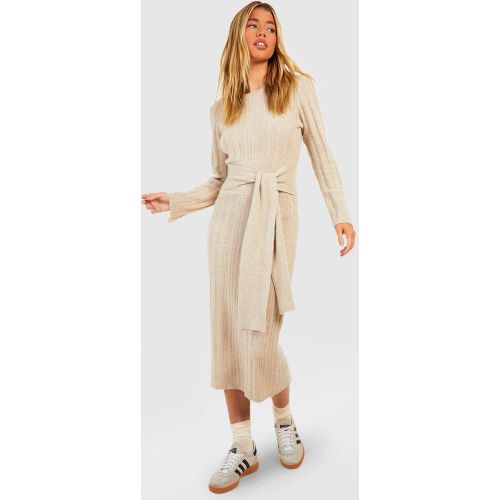 Robe Pull Côtelée À Ceinture - L - boohoo - Modalova