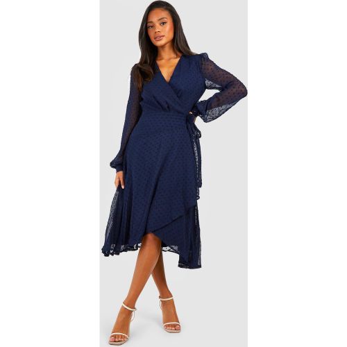 Robe Portefeuille Mi-Longue En Plumetis - 36 - boohoo - Modalova