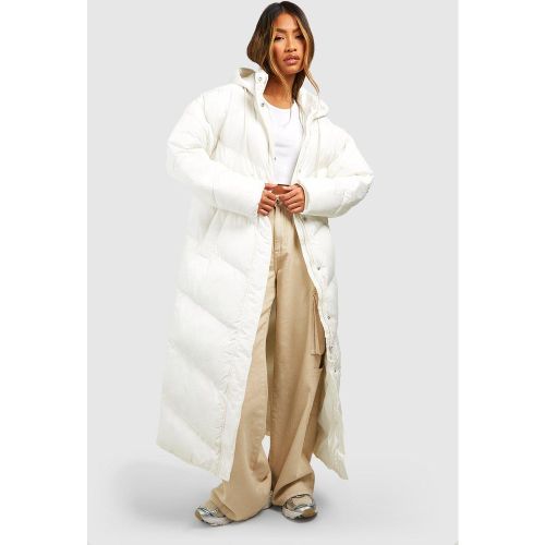 Doudoune Longue Matelassée - Blanc Écru - 34, Blanc Écru - boohoo - Modalova
